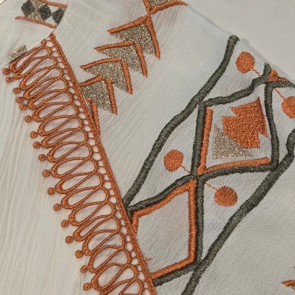 Hale Bob Ravin Embroidered Balloon Sleeve Aztez Tribal Print Mini Dress, Sz S - Picture 9 of 13